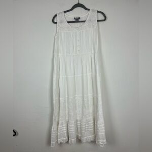 “Flower” white 100% cotton sun dress | size L